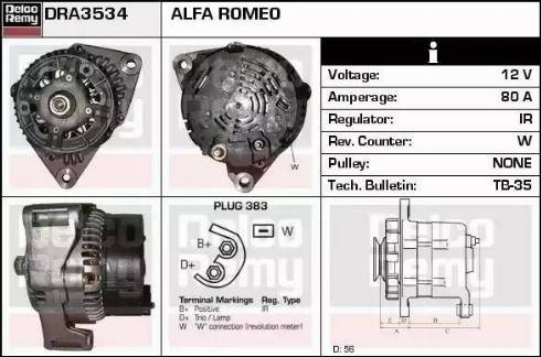 Remy DRA3534 - Генератор autospares.lv