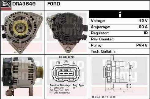 Remy DRA3649 - Генератор autospares.lv