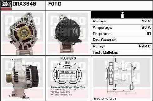 Remy DRA3648 - Генератор autospares.lv