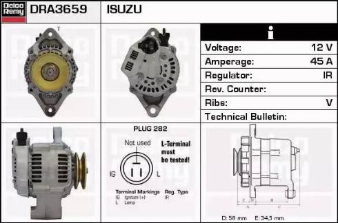 Remy DRA3659 - Генератор autospares.lv