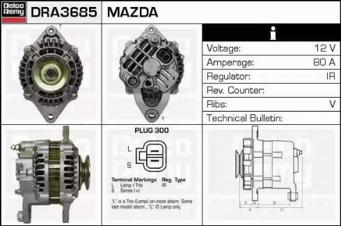 Remy DRA3685 - Генератор autospares.lv