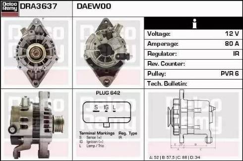 Remy DRA3637 - Генератор autospares.lv