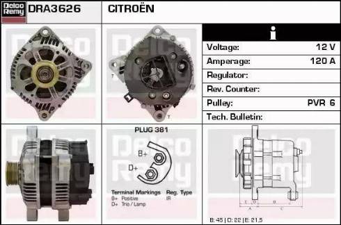 Remy DRA3626 - Генератор autospares.lv