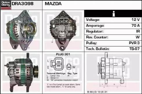 Remy DRA3098 - Генератор autospares.lv