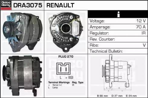 Remy DRA3075 - Генератор autospares.lv