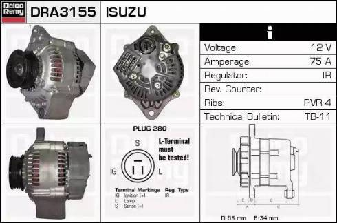 Remy DRA3155 - Генератор autospares.lv