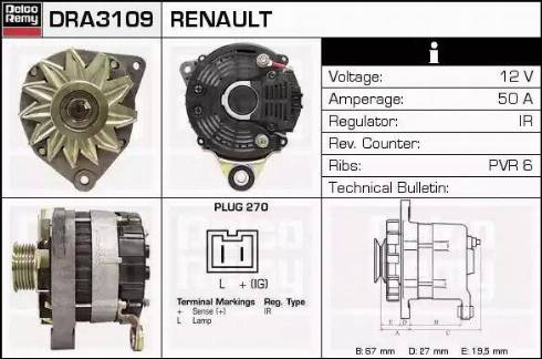 Remy DRA3109 - Генератор autospares.lv