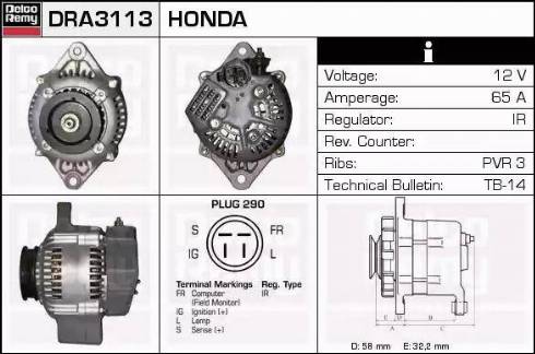 Remy DRA3113 - Генератор autospares.lv