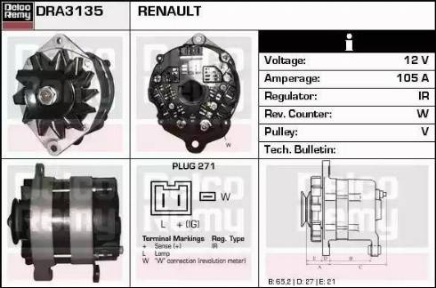 Remy DRA3135 - Генератор autospares.lv