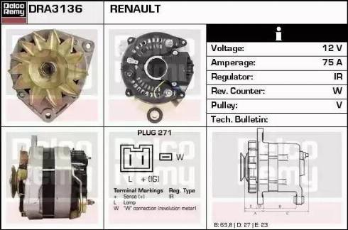 Remy DRA3136 - Генератор autospares.lv