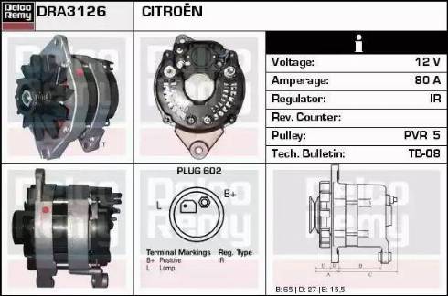 Remy DRA3126 - Генератор autospares.lv