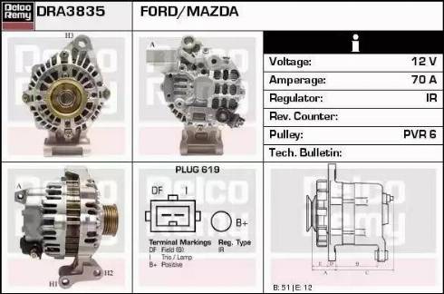 Remy DRA3835 - Генератор autospares.lv