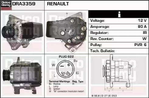 Remy DRA3359 - Генератор autospares.lv