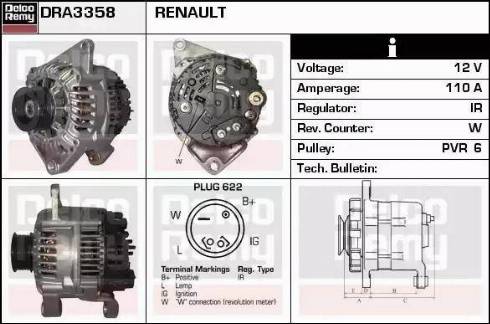 Remy DRA3358 - Генератор autospares.lv