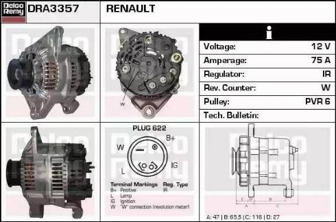 Remy DRA3357 - Генератор autospares.lv