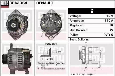 Remy DRA3364 - Генератор autospares.lv