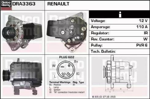 Remy DRA3363 - Генератор autospares.lv