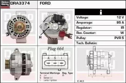 Remy DRA3374 - Генератор autospares.lv