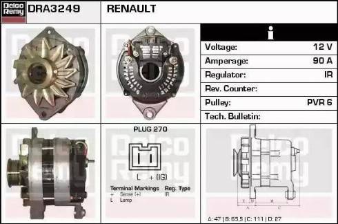Remy DRA3249 - Генератор autospares.lv