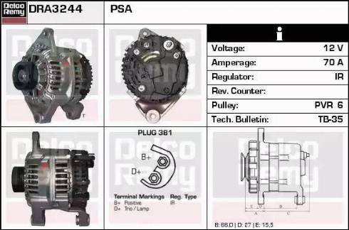 Remy DRA3244 - Генератор autospares.lv