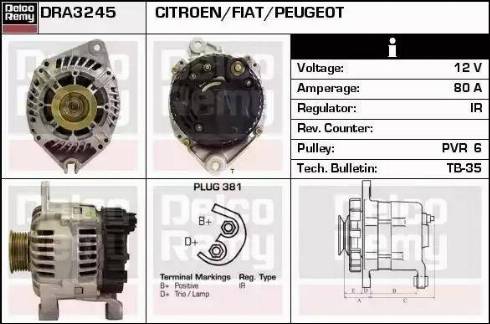 Remy DRA3245 - Генератор autospares.lv