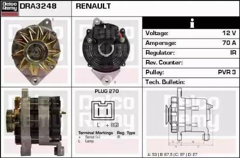 Remy DRA3248 - Генератор autospares.lv