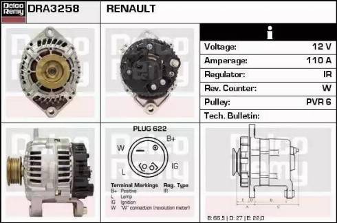 Remy DRA3258 - Генератор autospares.lv