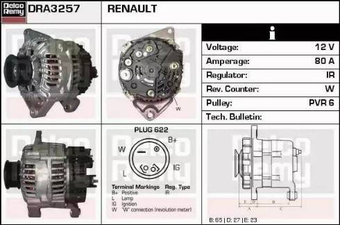 Remy DRA3257 - Генератор autospares.lv