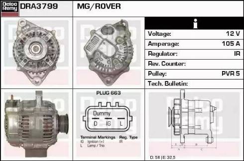 Remy DRA3799 - Генератор autospares.lv