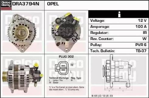 Remy DRA3794N - Генератор autospares.lv