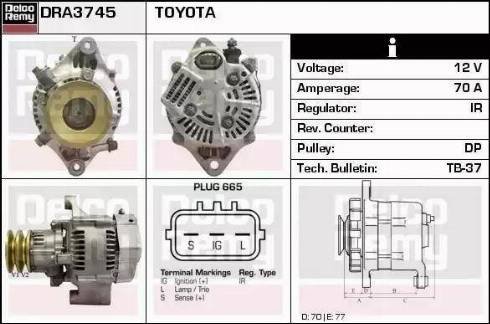 Remy DRA3745N - Генератор autospares.lv