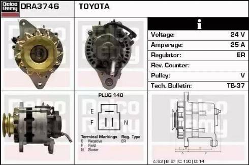 Remy DRA3746 - Генератор autospares.lv