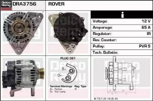 Remy DRA3756 - Генератор autospares.lv