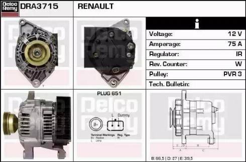 Remy DRA3715 - Генератор autospares.lv