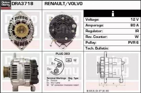 Remy DRA3718 - Генератор autospares.lv