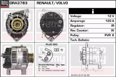 Remy DRA3783 - Генератор autospares.lv