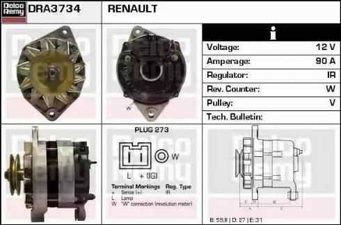 Remy DRA3734 - Генератор autospares.lv