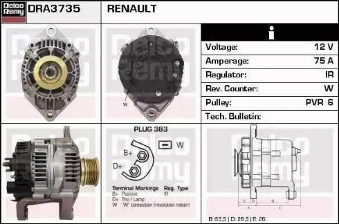 Remy DRA3735 - Генератор autospares.lv
