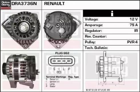 Remy DRA3736N - Генератор autospares.lv