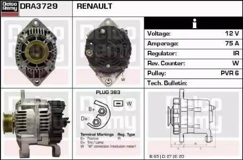 Remy DRA3729 - Генератор autospares.lv