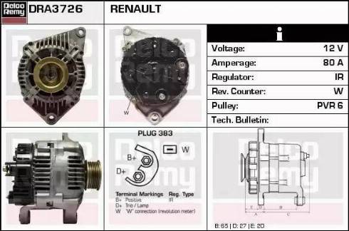 Remy DRA3726 - Генератор autospares.lv