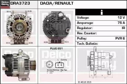 Remy DRA3723 - Генератор autospares.lv