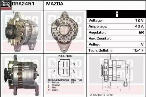 Remy DRA2451 - Генератор autospares.lv