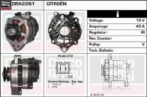 Remy DRA2261 - Генератор autospares.lv