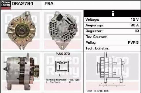 Remy DRA2794 - Генератор autospares.lv