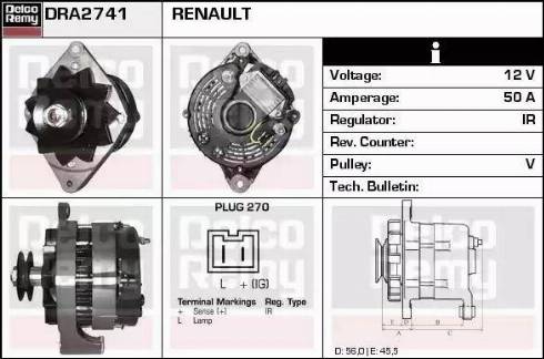 Remy DRA2741 - Генератор autospares.lv