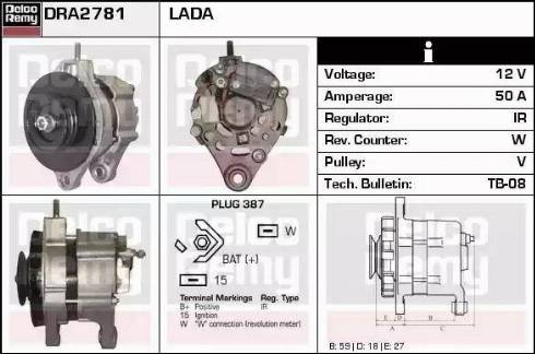 Remy DRA2781 - Генератор autospares.lv