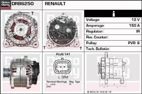 Remy DRB6250 - Генератор autospares.lv