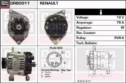 Remy DRB0011 - Генератор autospares.lv