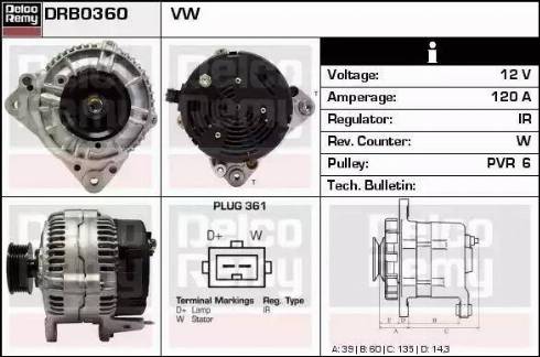 Remy DRB0360 - Генератор autospares.lv